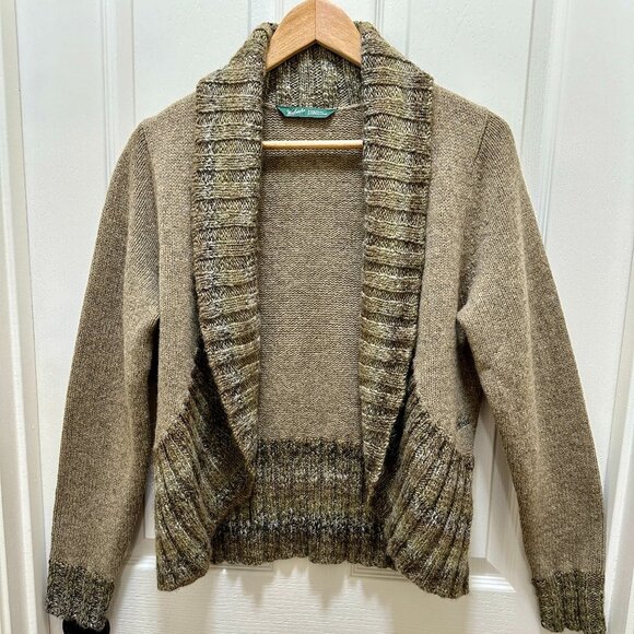 Woolrich 100% Lambswool Cardigan Women's Size M Wool Knit Sweater Shawl Collar - Picture 1 of 15